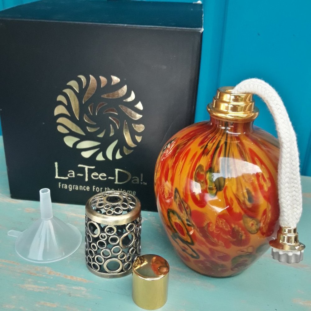 NEW Millefiori Blown Glass Oil Lamp Nwt La Tee Da New in Box Millefiori Art - Picture 3 of 16